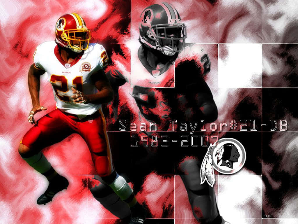 The power and agility of NFL great Sean Taylor Wallpaper