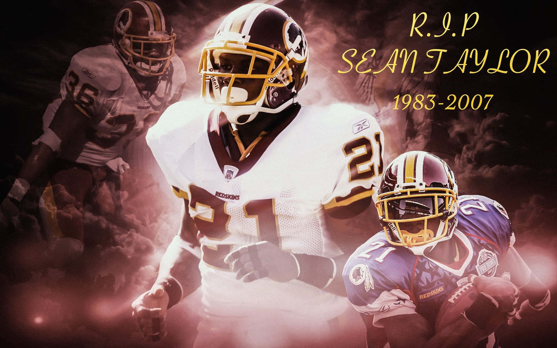 A Football Player Is Running With The Words Rip Samuel Samuel Wallpaper