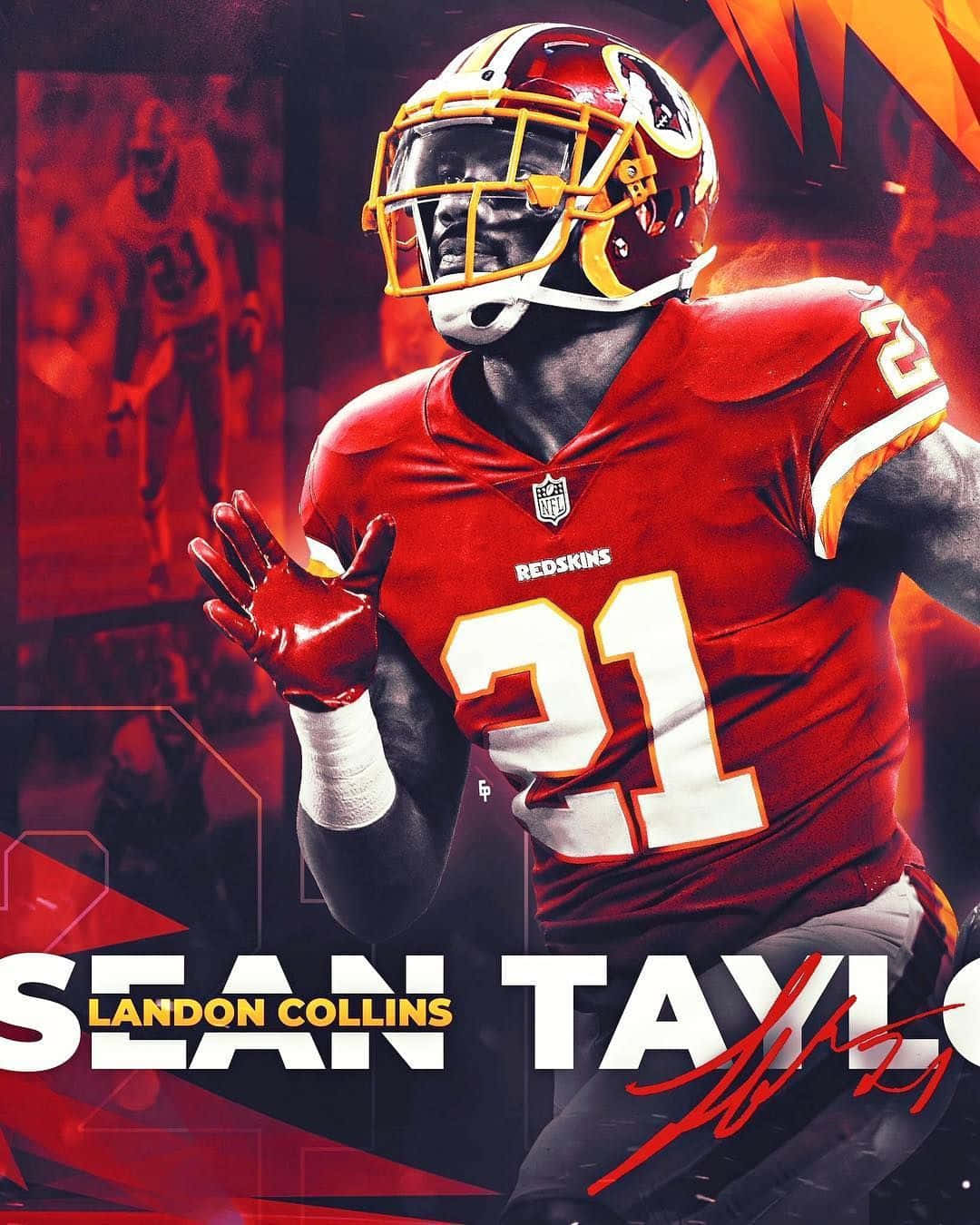 Artegráfico Rojo De Sean Taylor Redskins Fondo de pantalla