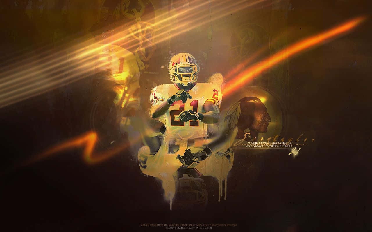 Artículode Un Fan De Los Washington Redskins Con La Imagen De Sean Taylor Y Un Rayo. Fondo de pantalla