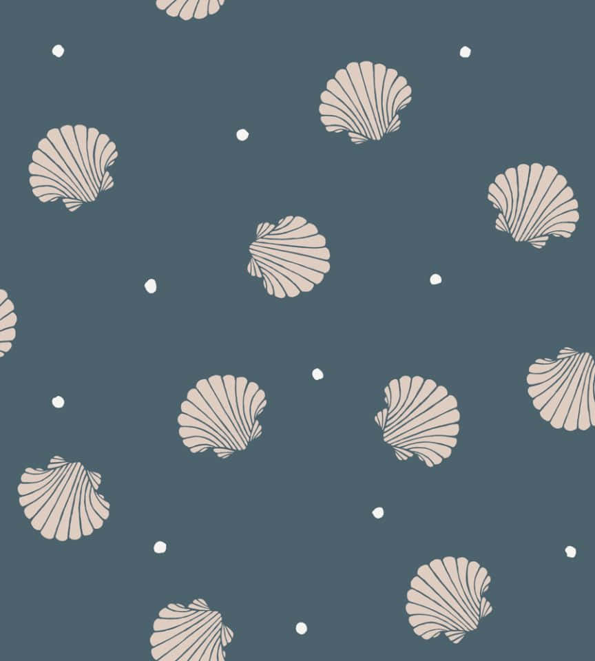 Seashell Pattern Navy Background Wallpaper