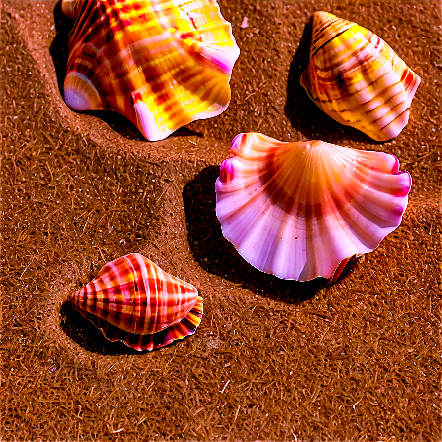 Seashells On Sandy Beach Png 06242024 PNG