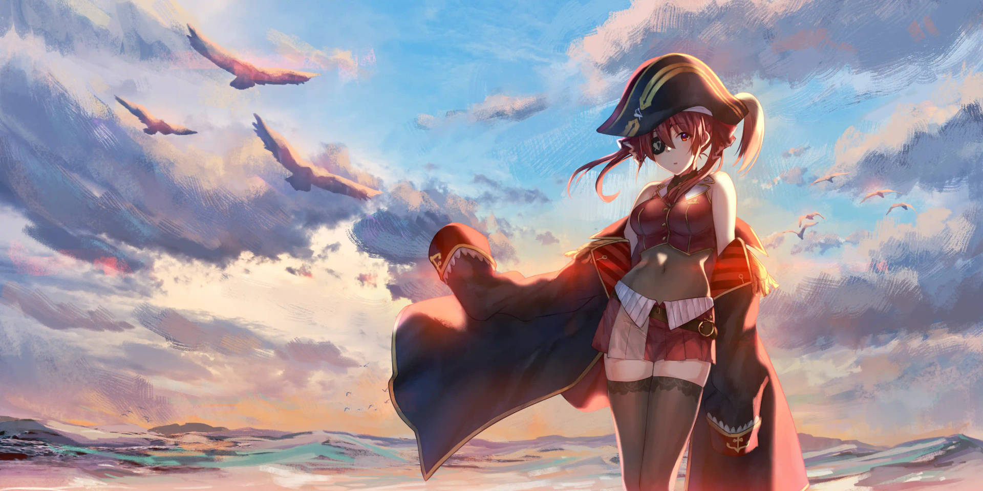 Seaside Aesthetic Anime Art Desktop Wallpaper