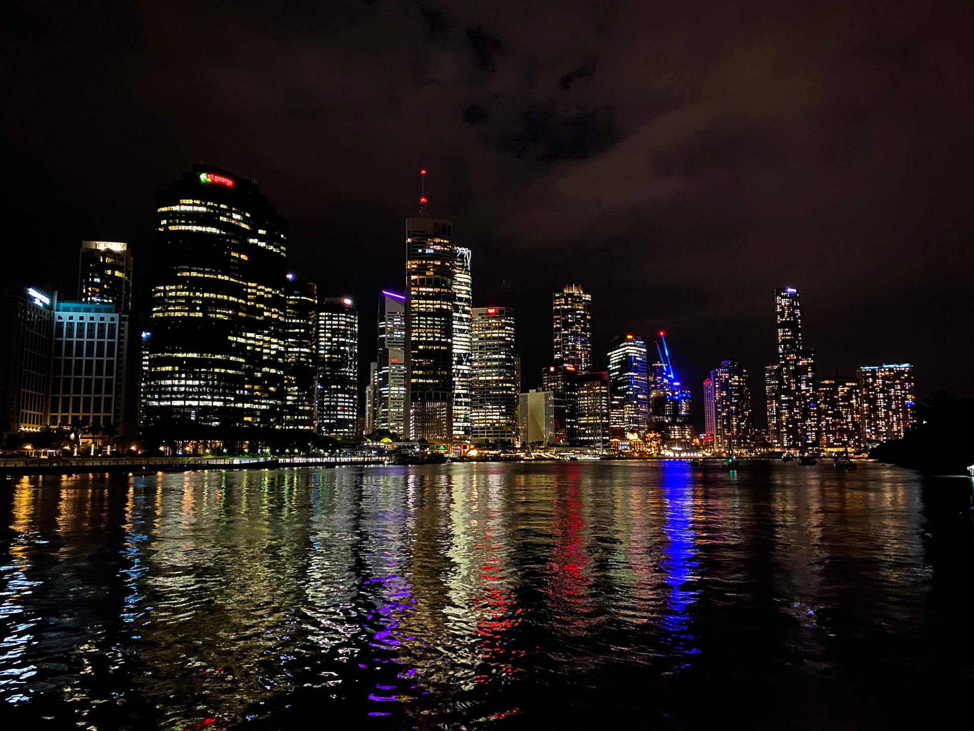 Seaside Brisbane Buildings City At Night Wallpaper