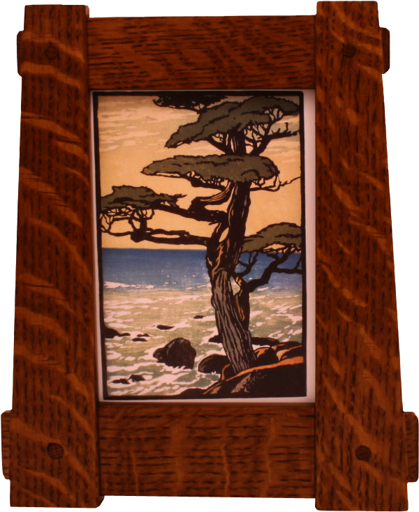 Seaside_ Tree_ Artwork_in_ Wooden_ Frame PNG