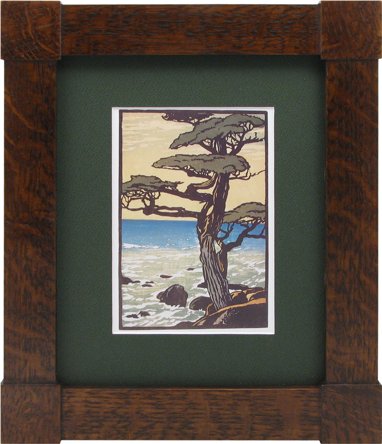 Seaside_ Tree_ Artwork_in_ Wooden_ Frame PNG