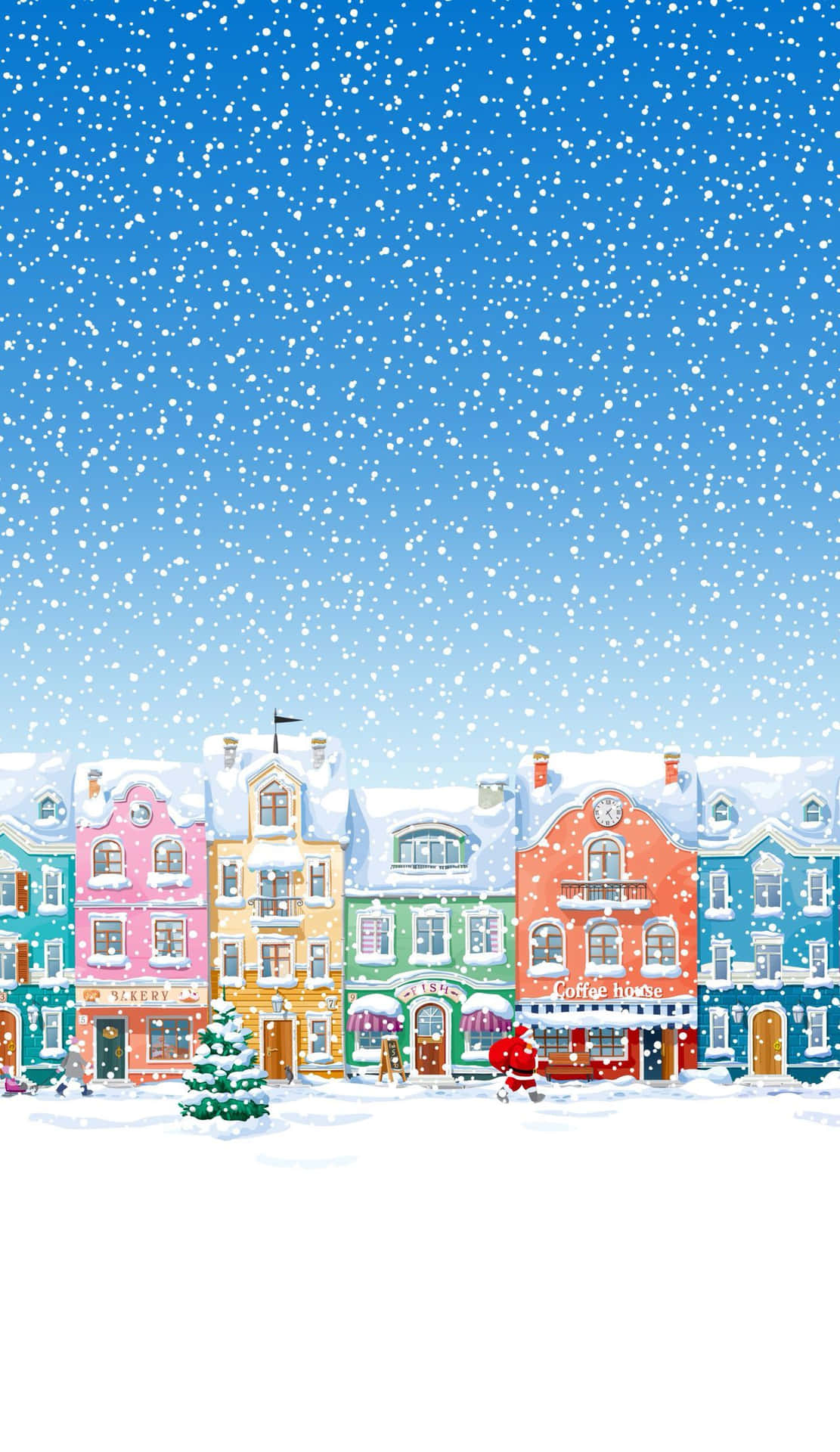 Seasonal Winter Buildings Cover Snow Cozy Wallpaper