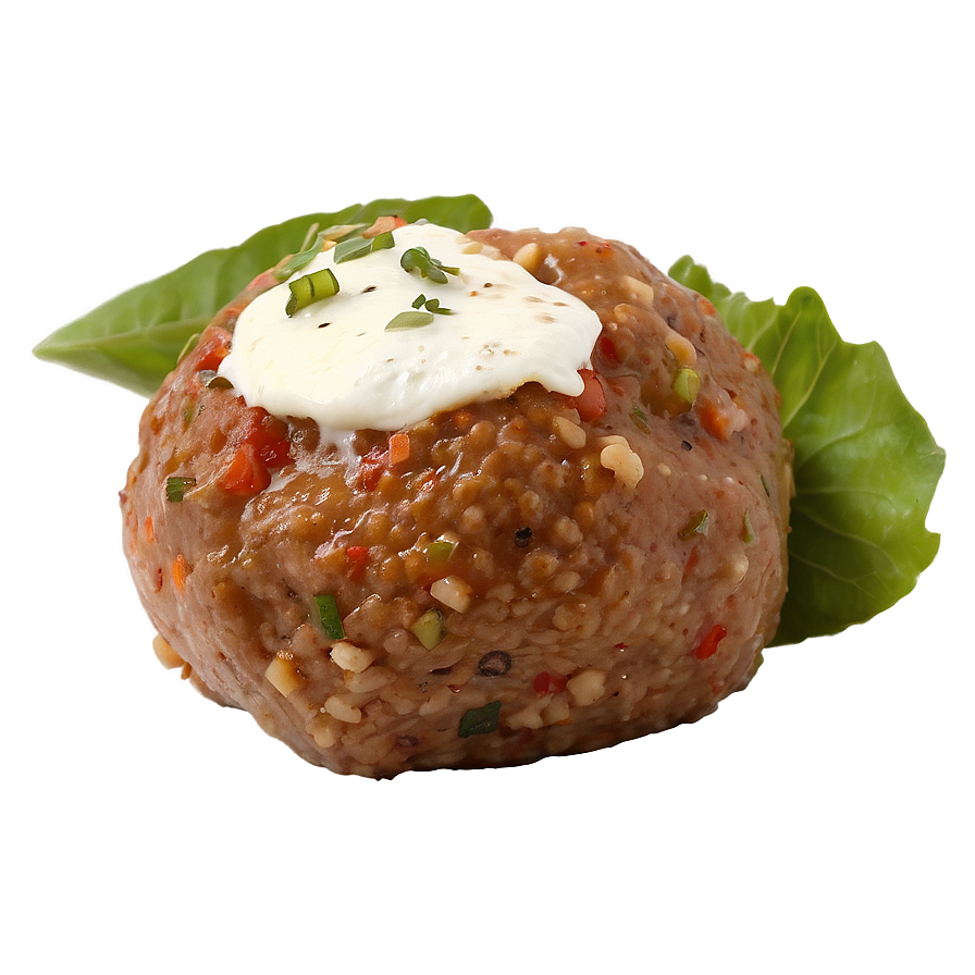 Seasoned Meatballwith Sauceand Cream PNG