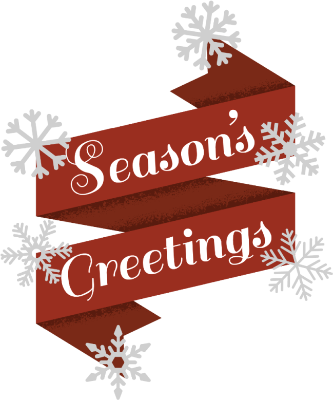 Seasons Greetings Snowflake Banner PNG