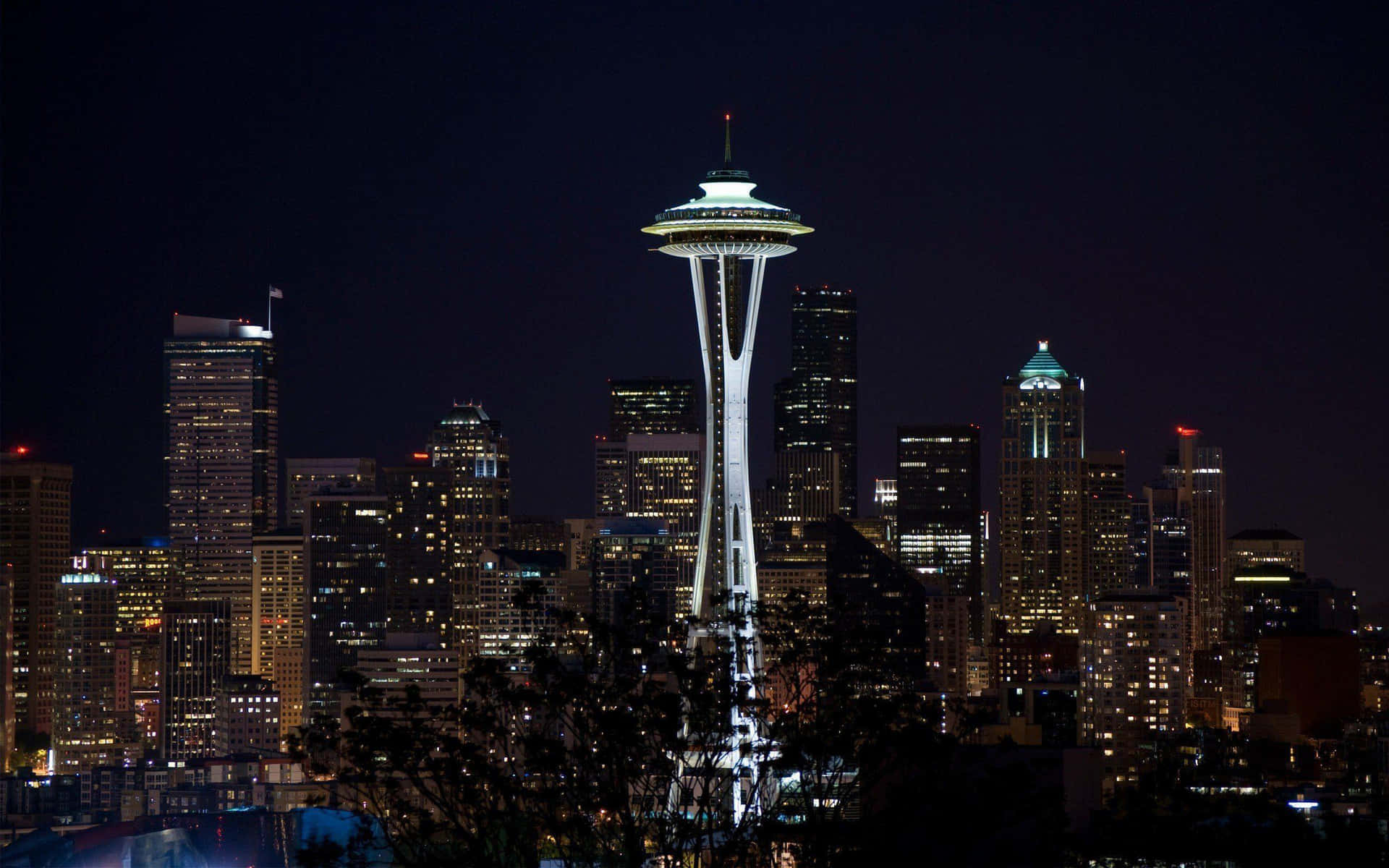 Nyd den fredelige skønhed af Seattle om natten. Wallpaper