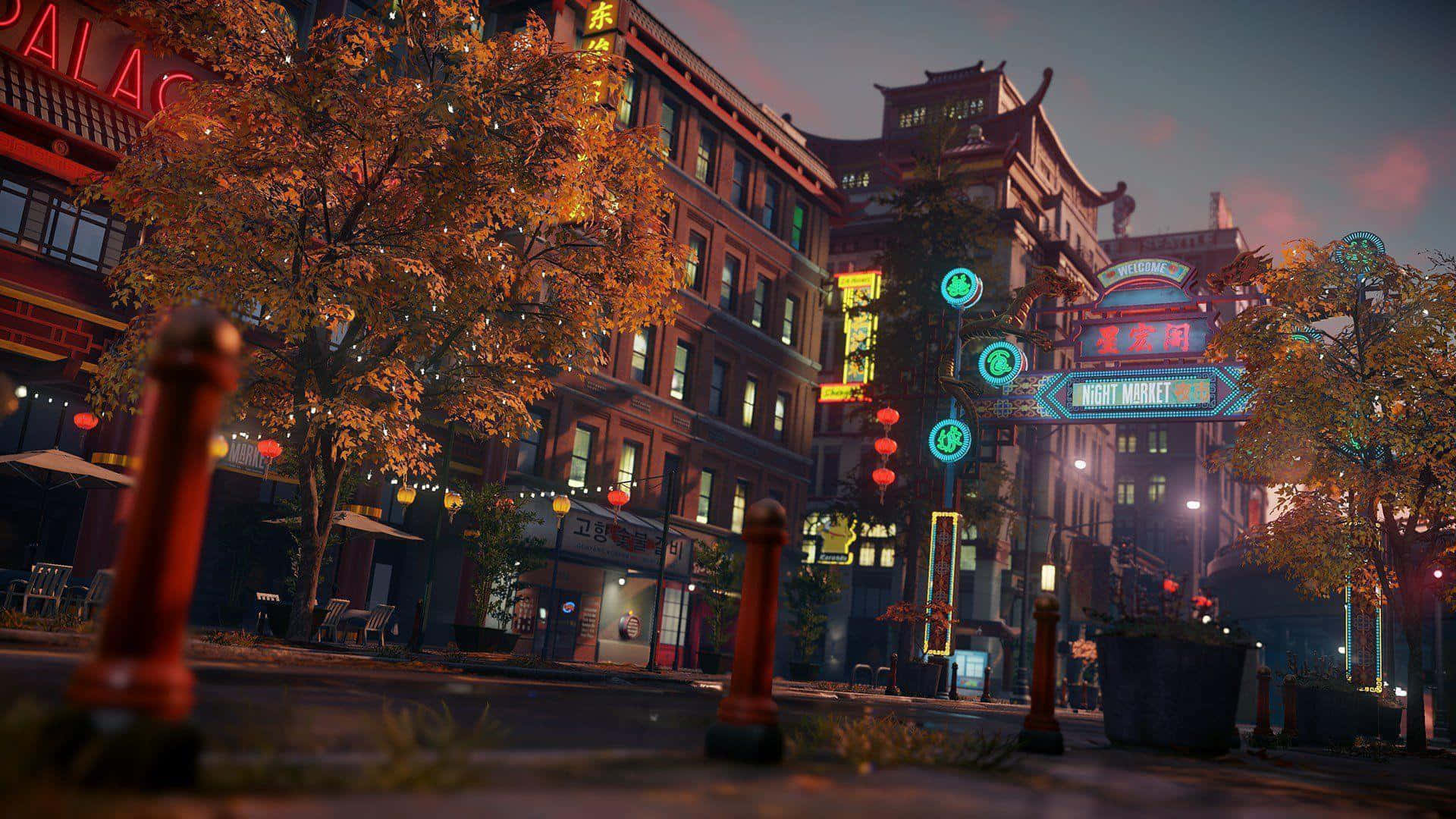 Chinatownseattle De Noche. Fondo de pantalla