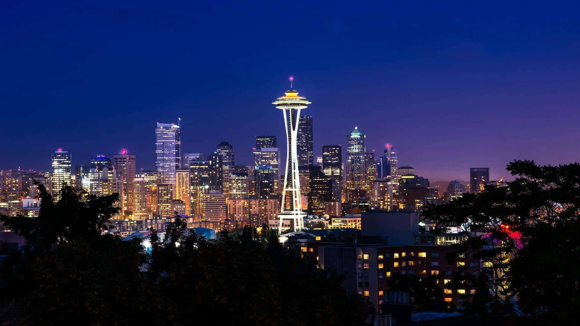 View Of Seattle At Night Wallpaper