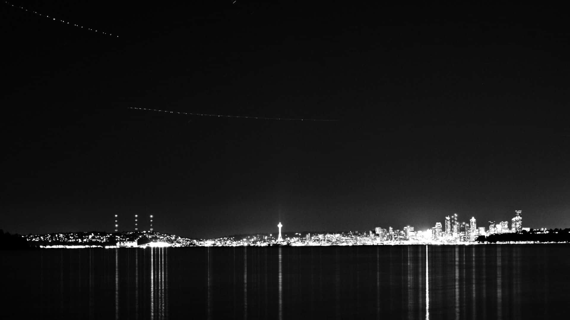 Seattle Skyline in Black and White Wallpaper