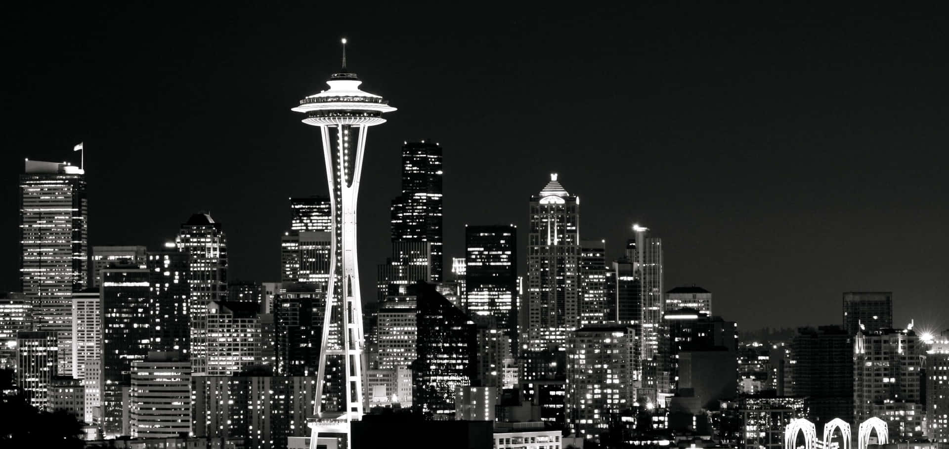 Panoramadella Città Di Seattle In Bianco E Nero Sfondo