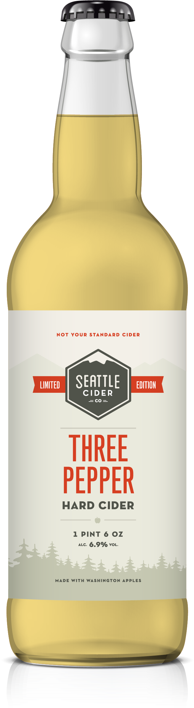 Seattle Cider Three Pepper Hard Cider Bottle PNG