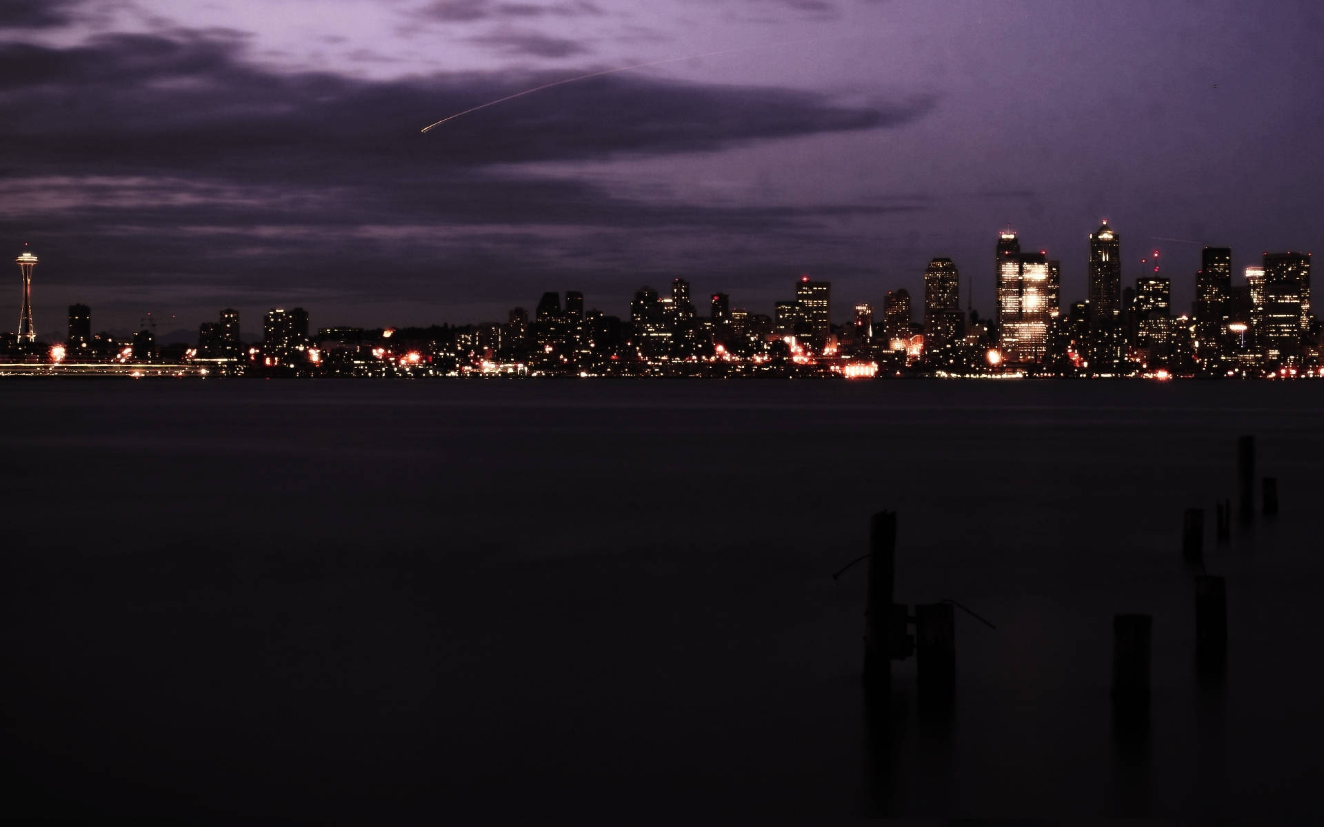 Seattle City Skyline At Night