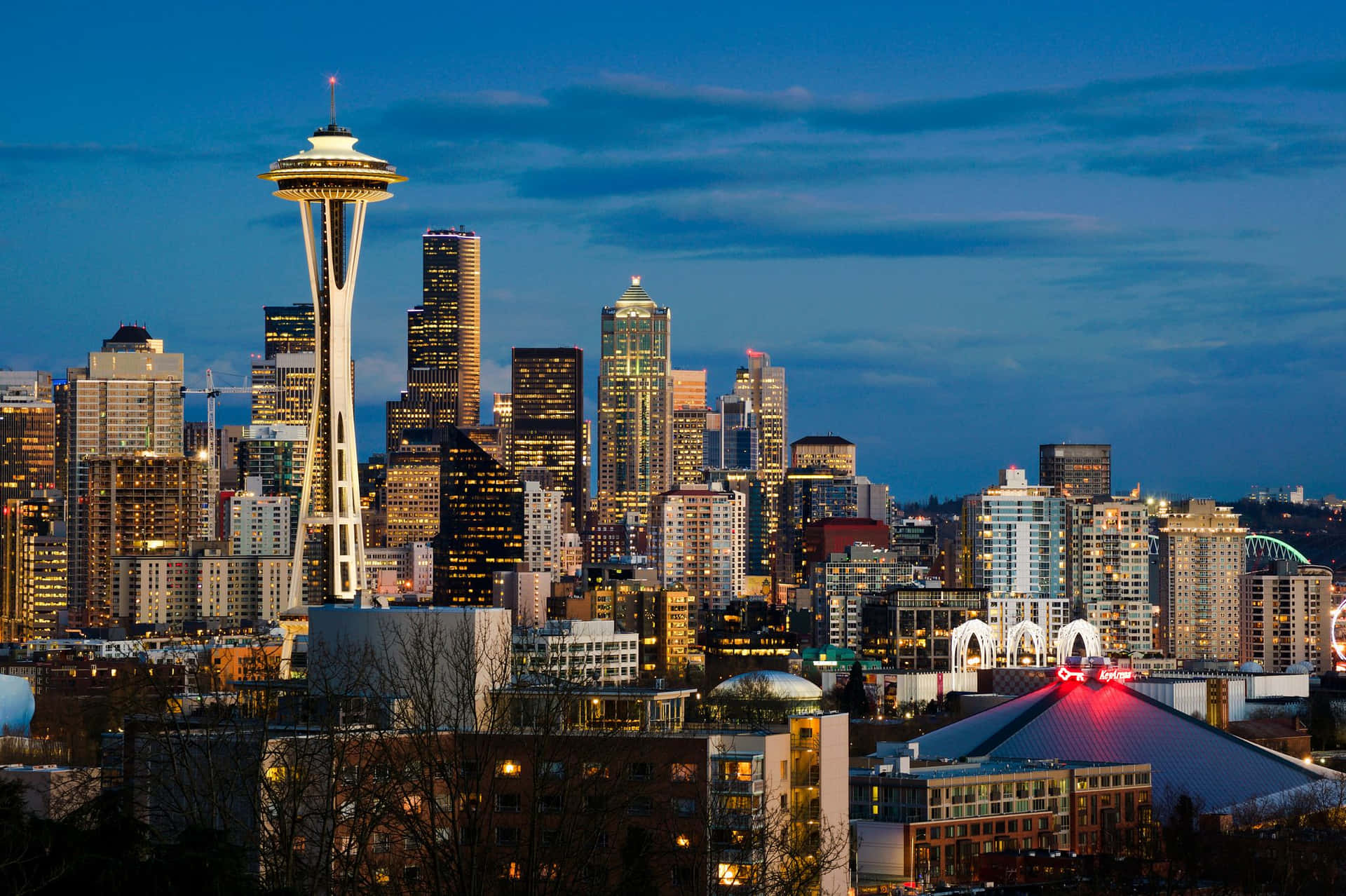 Skyline af Seattle, Washington Emerald City Wallpaper