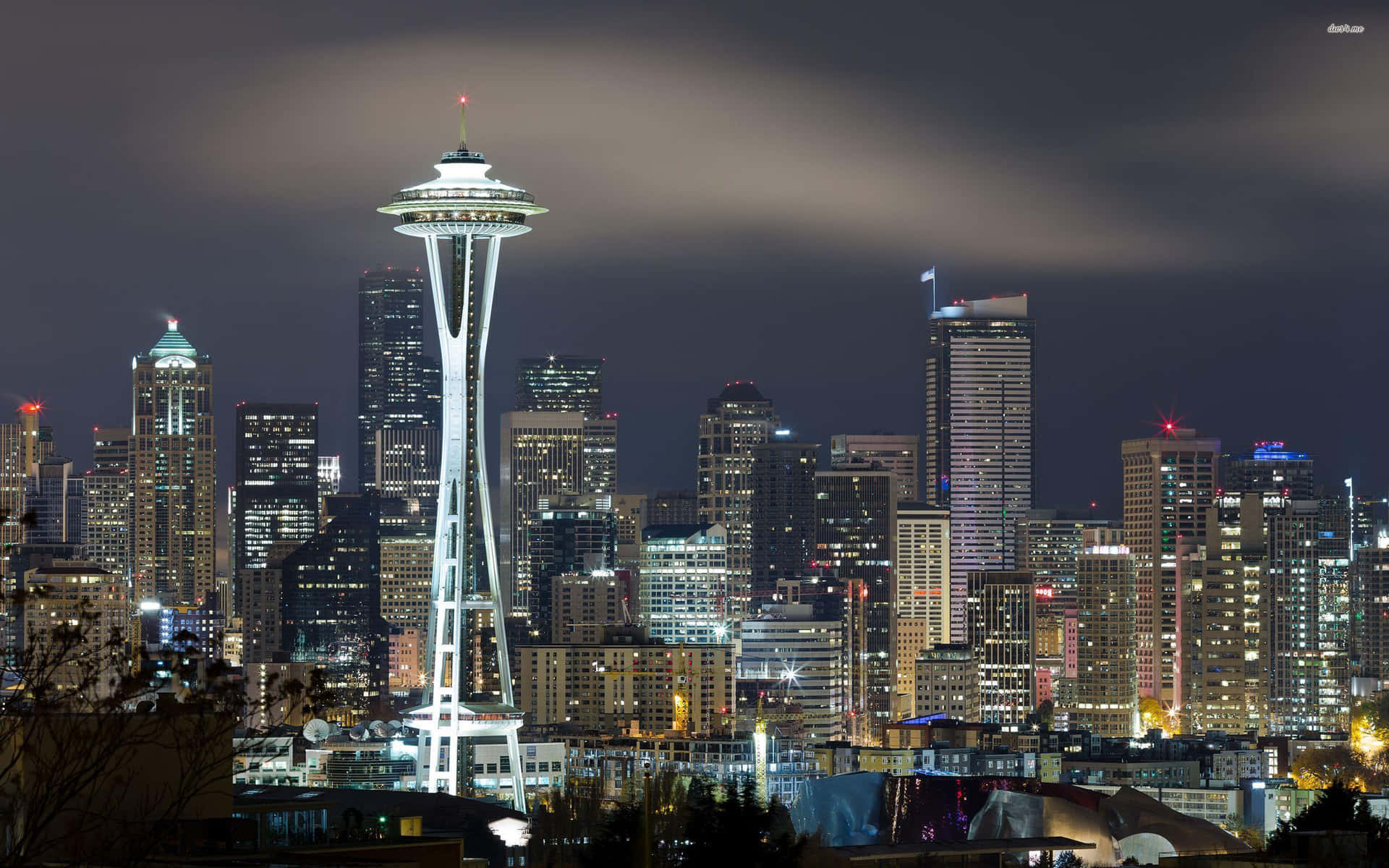 Elicónico Skyline De Seattle Al Atardecer. Fondo de pantalla