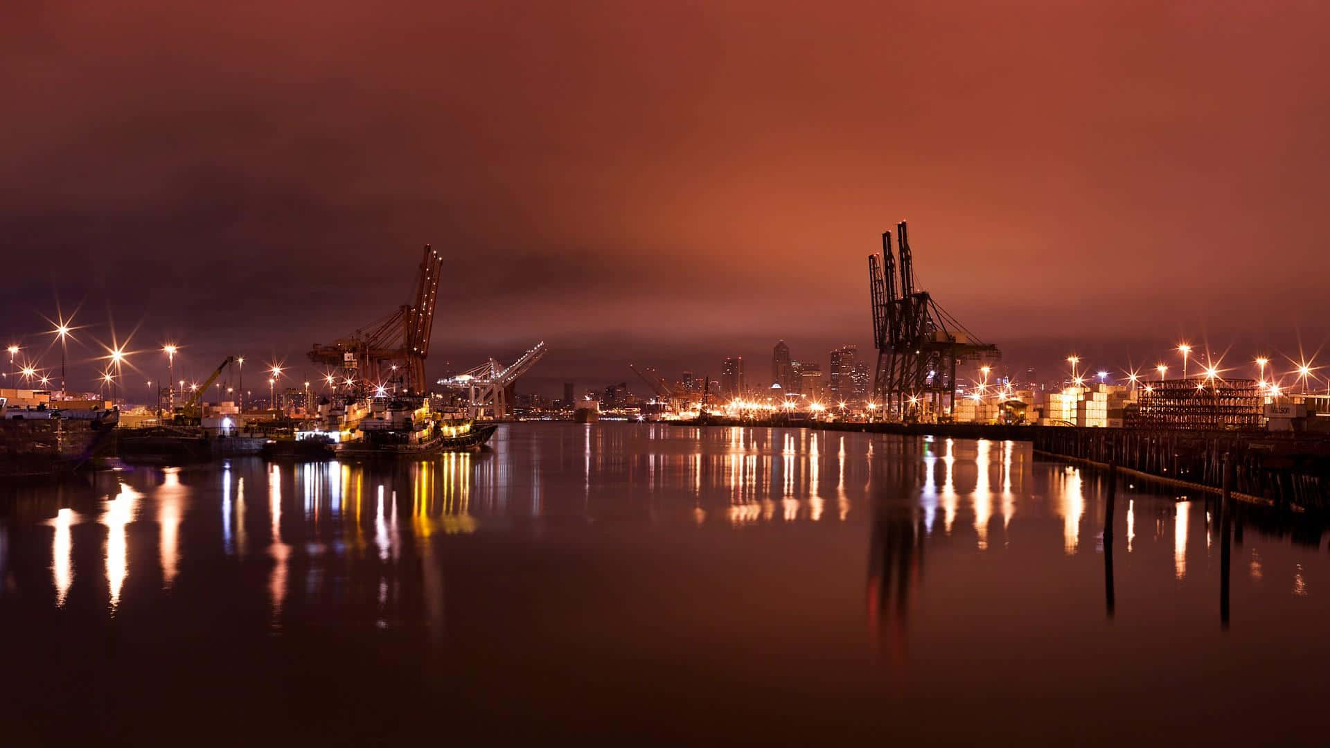 View of Seattle at dusk Wallpaper