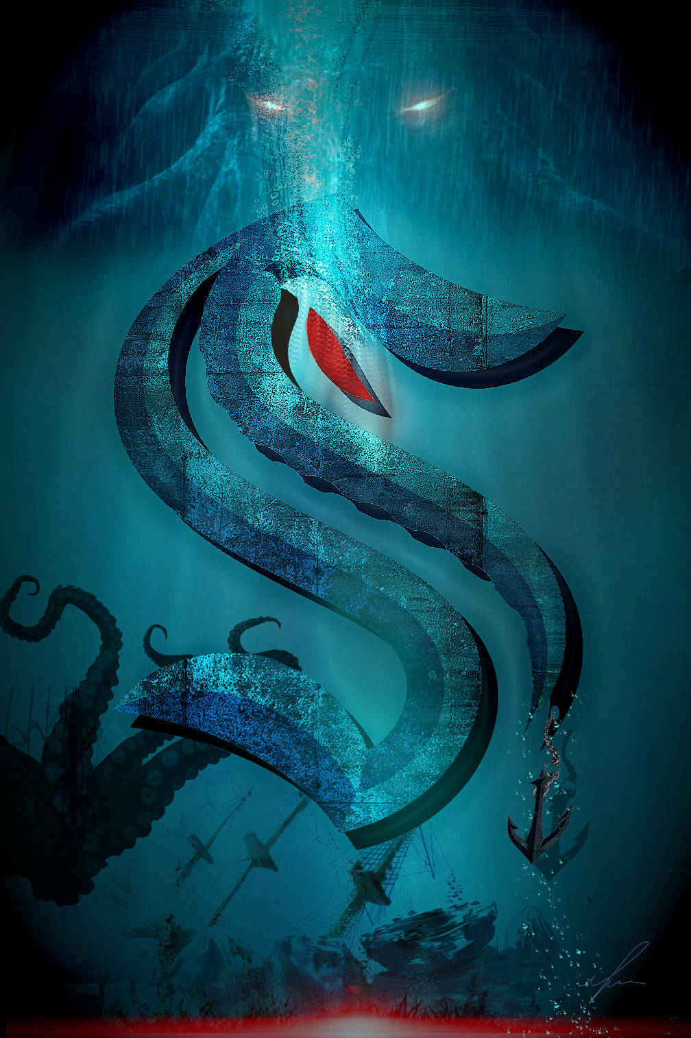 Seattle Kraken Under The Sea Logo Wallpaper