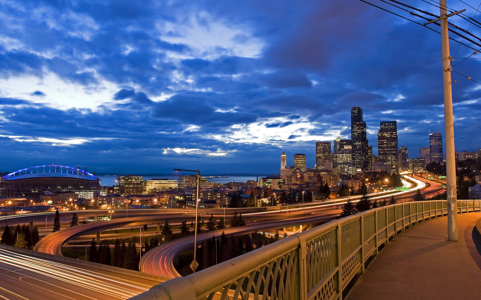 Seattle Long Bridge And Blue Sky Wallpaper