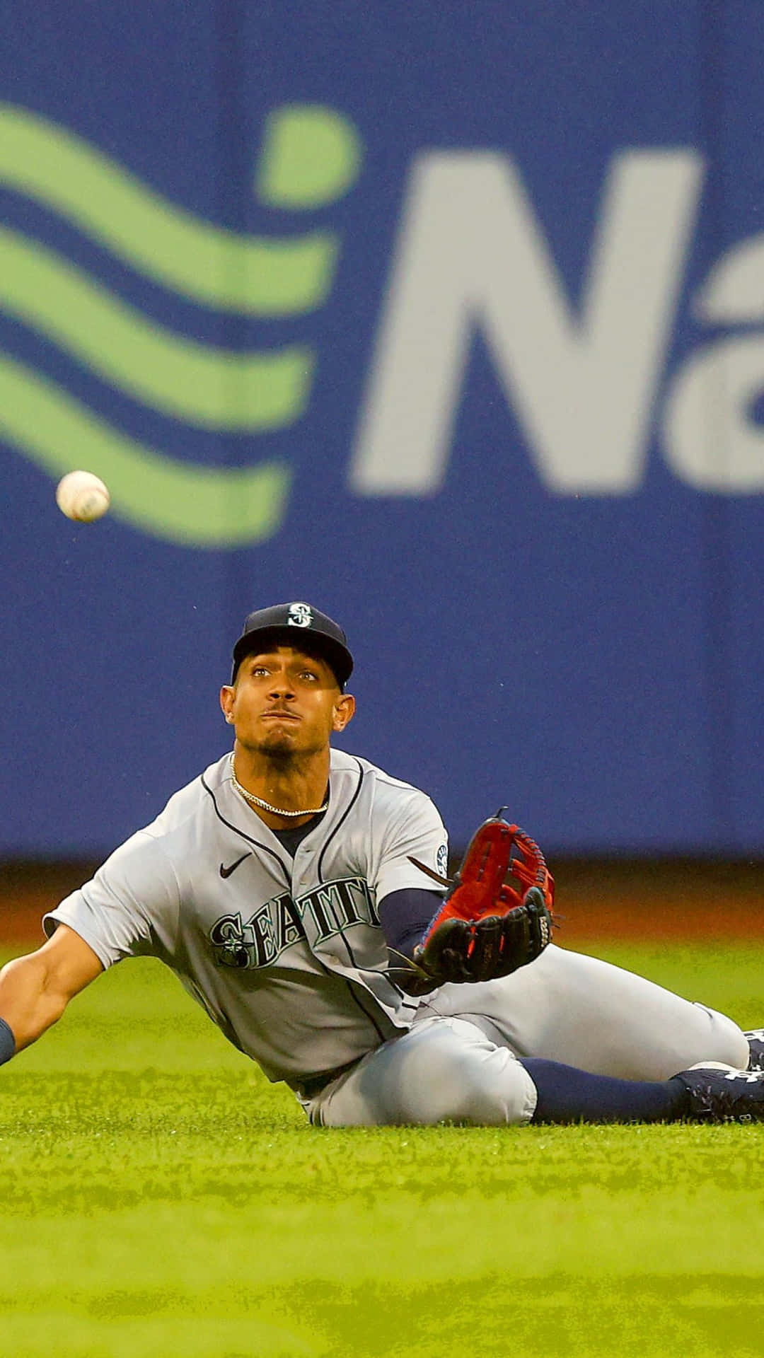 Seattle Mariners Speler Vangt Bal Achtergrond