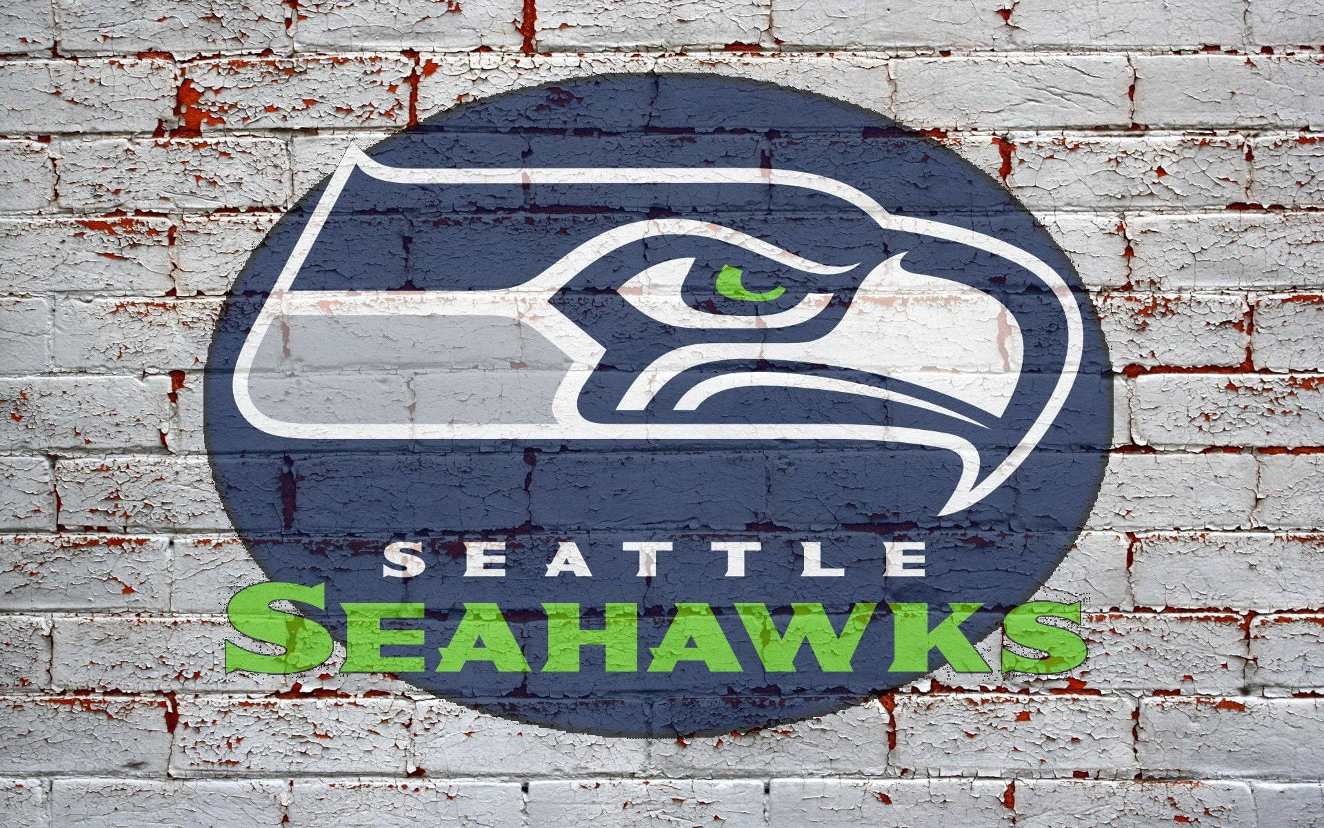 Logo Dei Seattle Seahawks In Mattoni Bianchi Sfondo