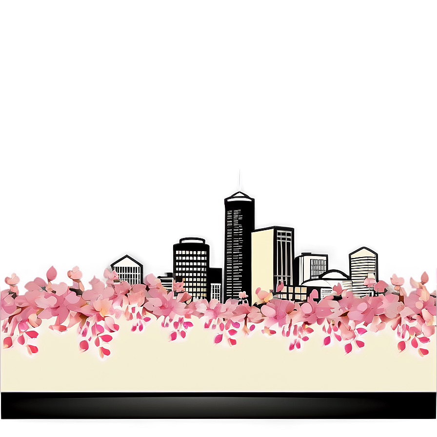 Seattle Skyline And Cherry Blossoms Png 06252024 PNG