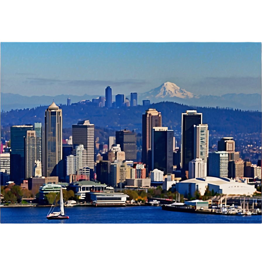 Seattle Skyline And Puget Sound Png 06252024 PNG