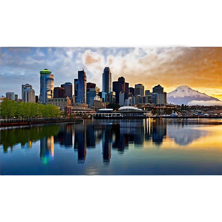 Seattle Skyline At Dawn Png 6 PNG