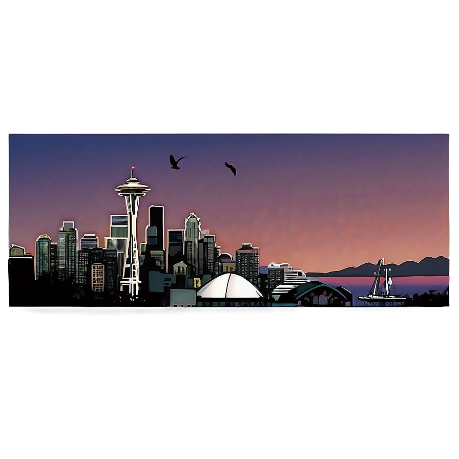 Seattle Skyline At Twilight Png 06252024 PNG