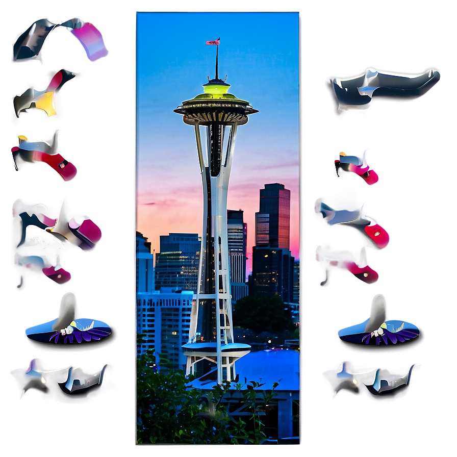 Seattle Skyline During Sunset Png Aqt PNG