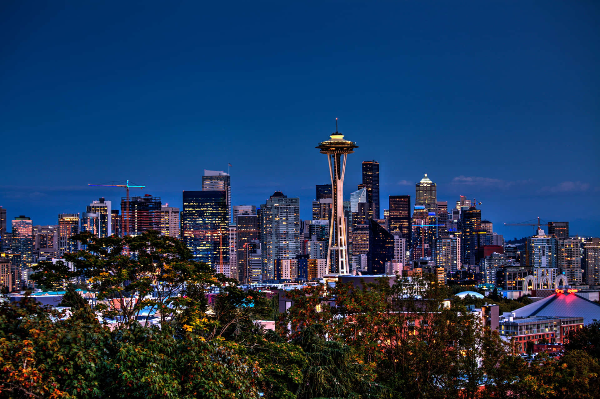 Seattle Skyline Dusk View Wallpaper