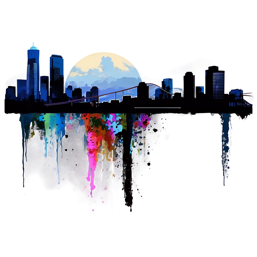 Seattle Skyline Grunge Art Png 6 PNG