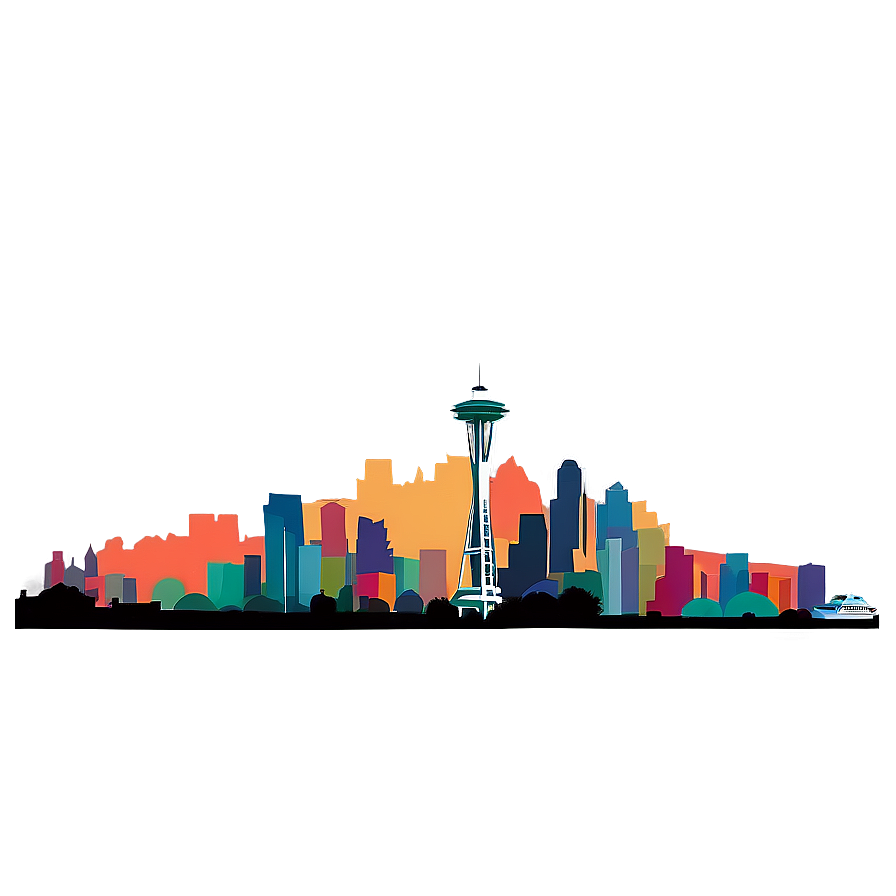 Seattle Skyline Illustration Png 06252024 PNG