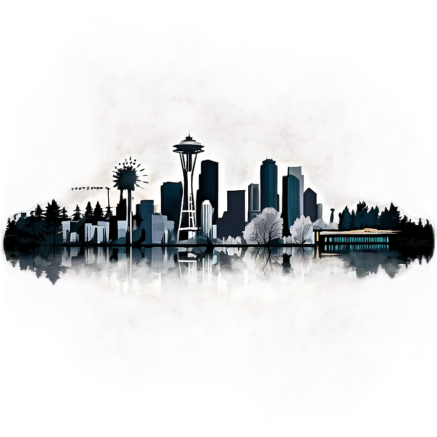Seattle Skyline In Fog Png Rup9 PNG