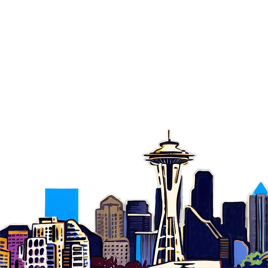 Seattle Skyline In The Rain Png Gke7 PNG