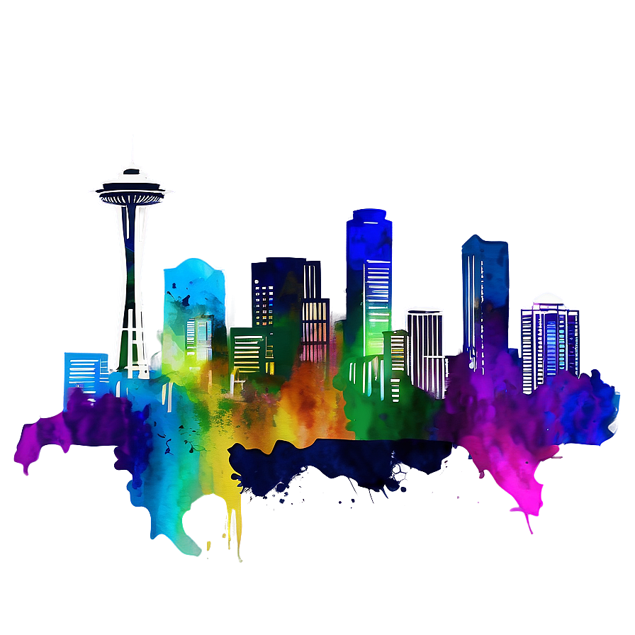 Seattle Skyline In Watercolor Png 06252024 PNG