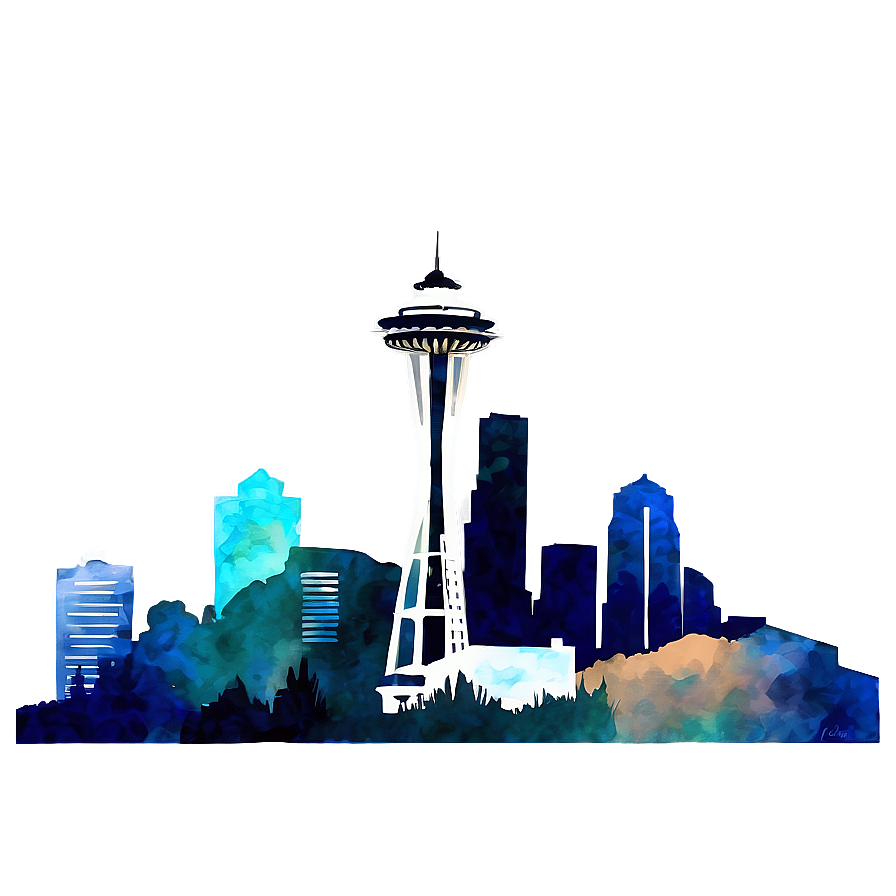 Seattle Skyline In Watercolor Png Dnd90 PNG