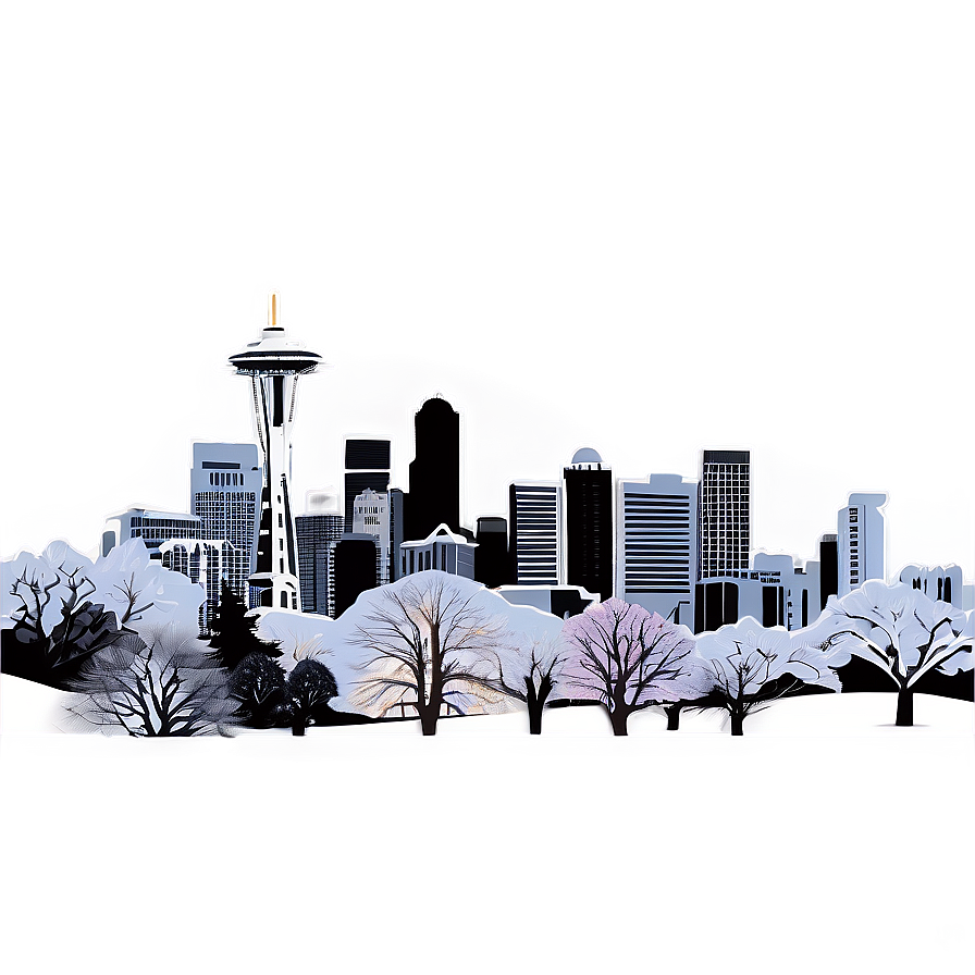 Seattle Skyline In Winter Png 06252024 PNG