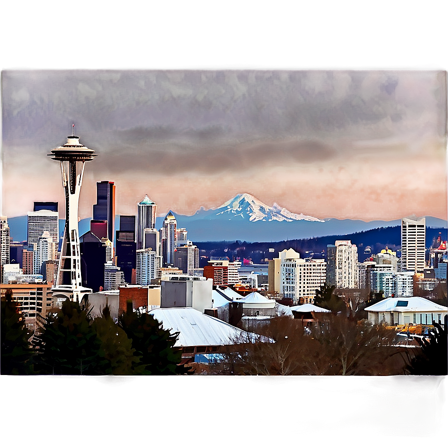 Seattle Skyline In Winter Png Aco PNG