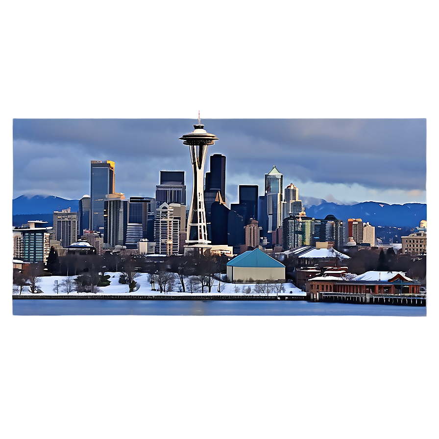 Seattle Skyline In Winter Png Rnf PNG