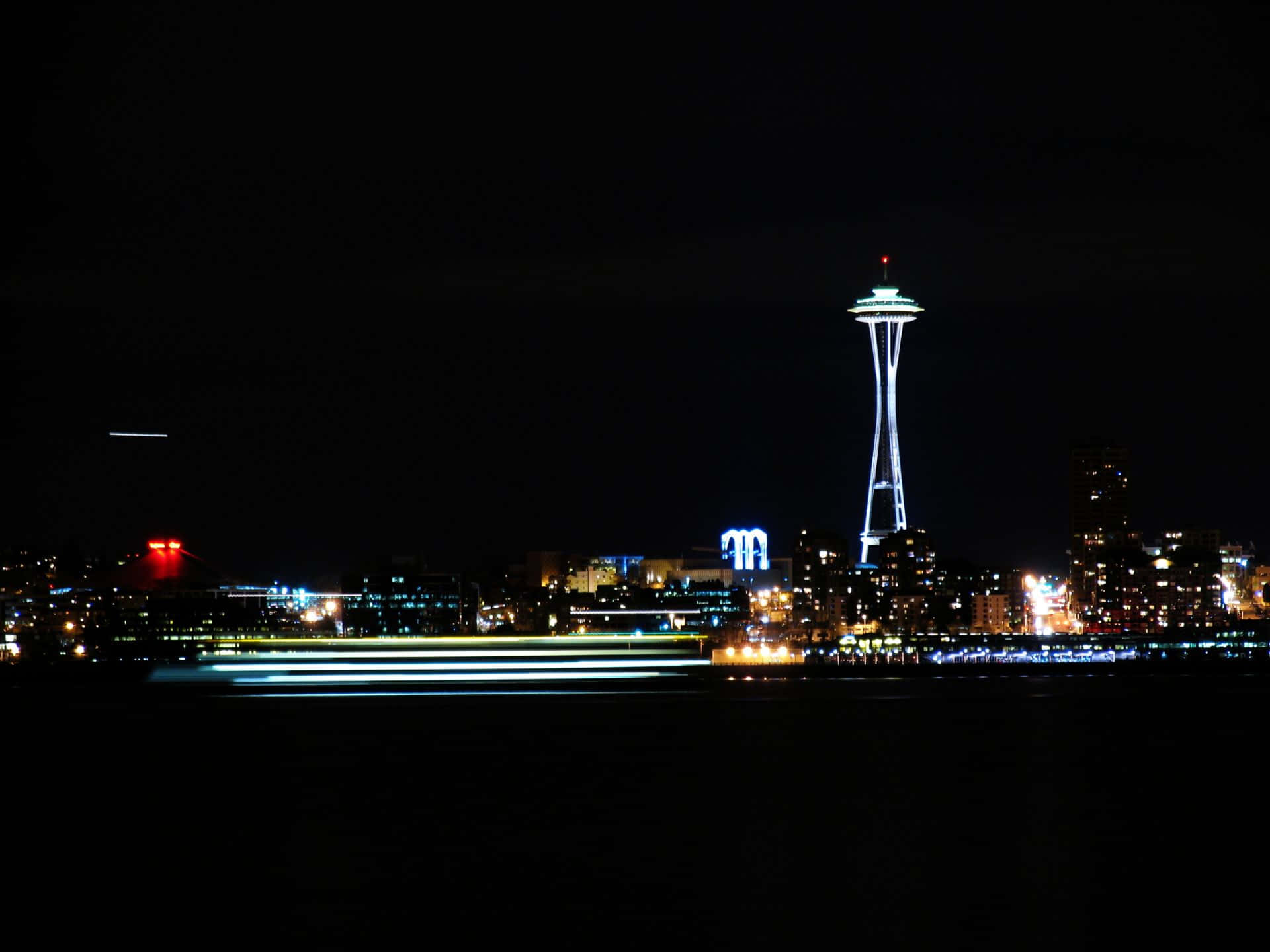 Seattle Skyline Night View Space Needle Wallpaper