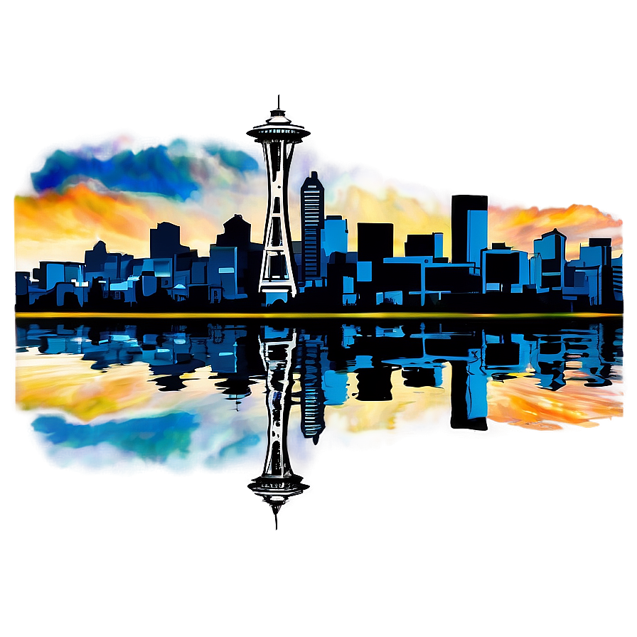 Seattle Skyline Reflection In Water Png 84 PNG