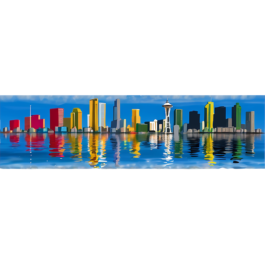 Seattle Skyline Reflection In Water Png Ire50 PNG