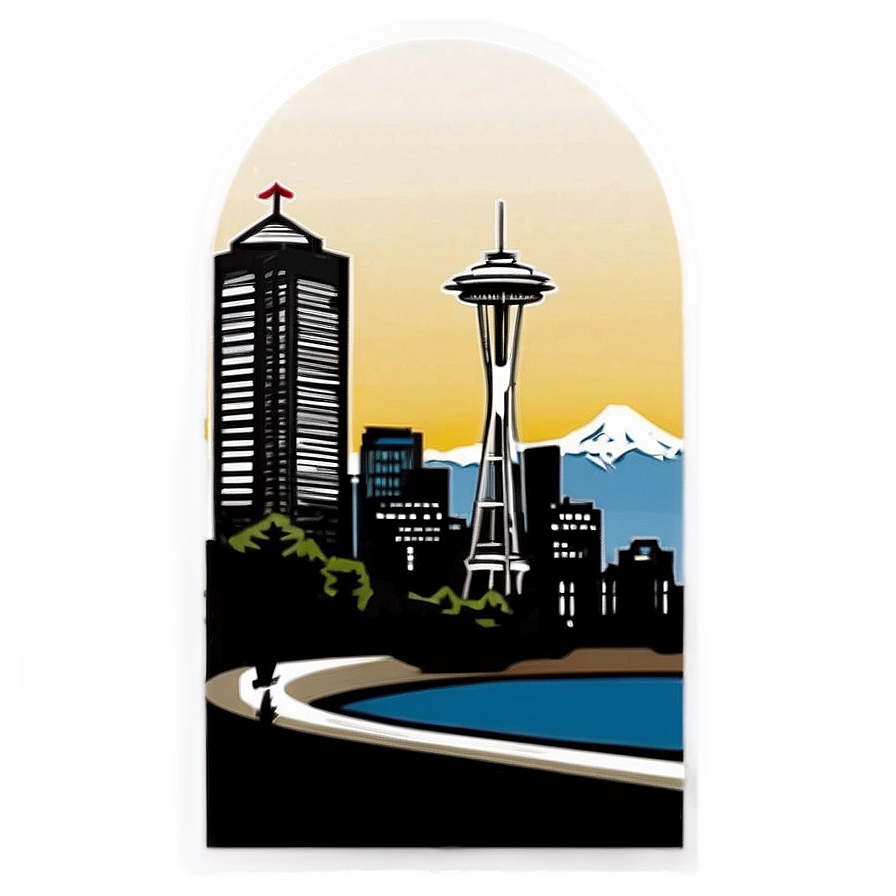 Seattle Skyline Silhouette Png Vwx74 PNG