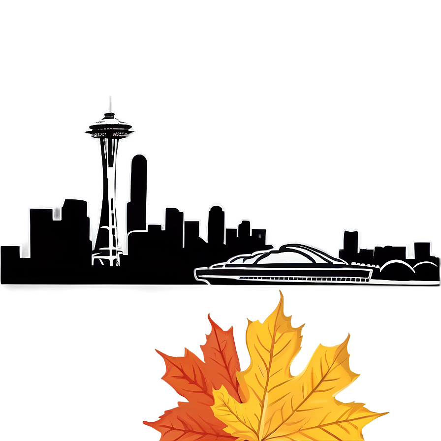 Seattle Skyline With Autumn Leaves Png 79 PNG