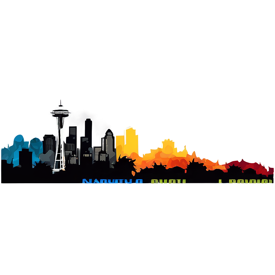 Seattle Skyline With Autumn Leaves Png Apc PNG