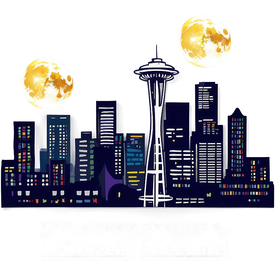 Seattle Skyline With Full Moon Png 55 PNG