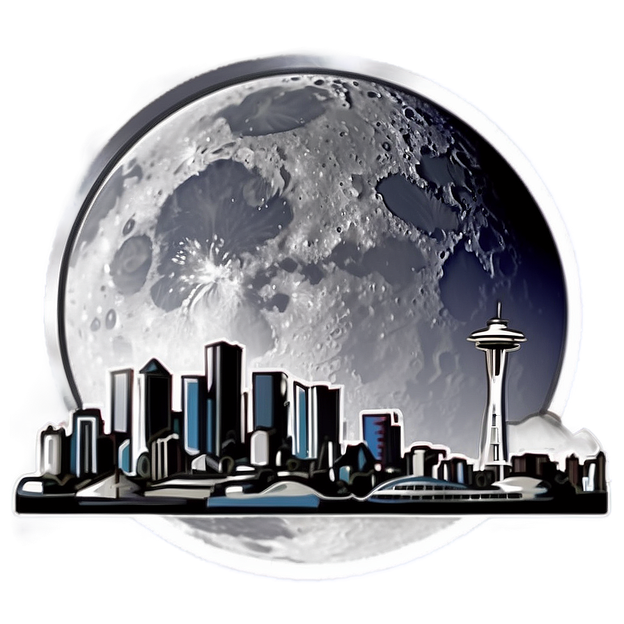Seattle Skyline With Full Moon Png 83 PNG